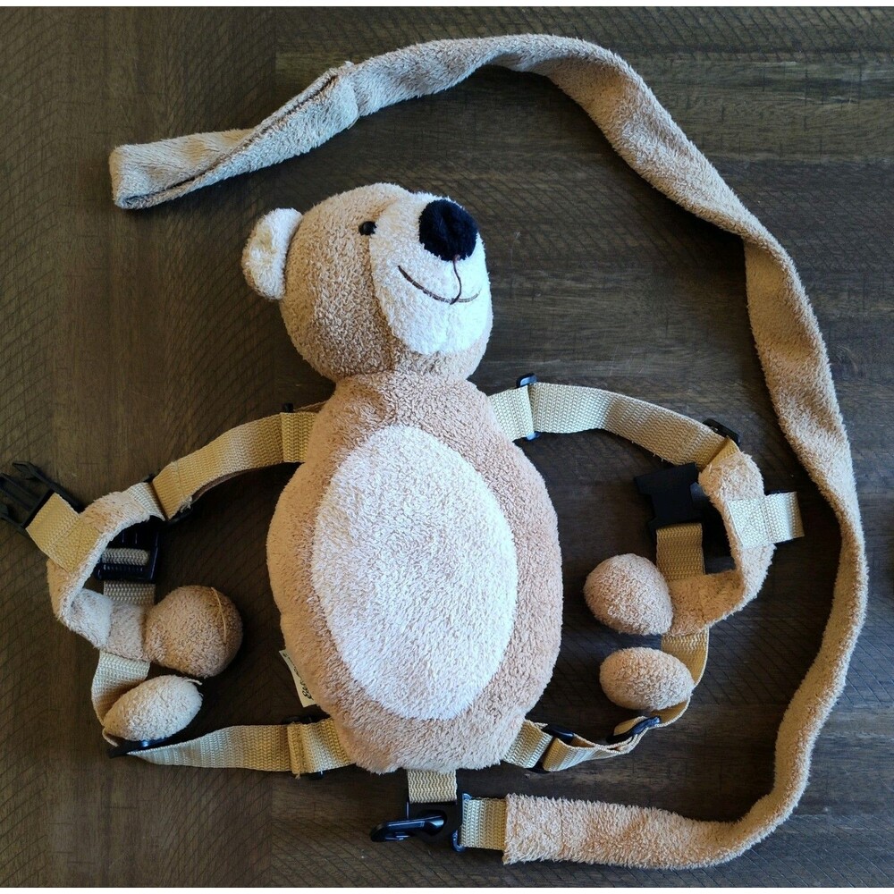 Eddie Bauer 2 in 1 Harness Buddy Beige Puppy Dog Plush Backpack Safety Leash